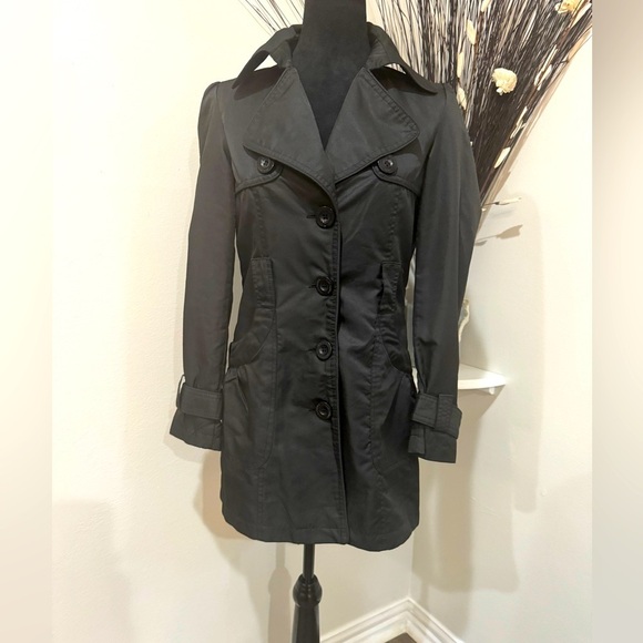Miss London Size Small Button down Black lightweight trench jacket - Picture 3 of 13